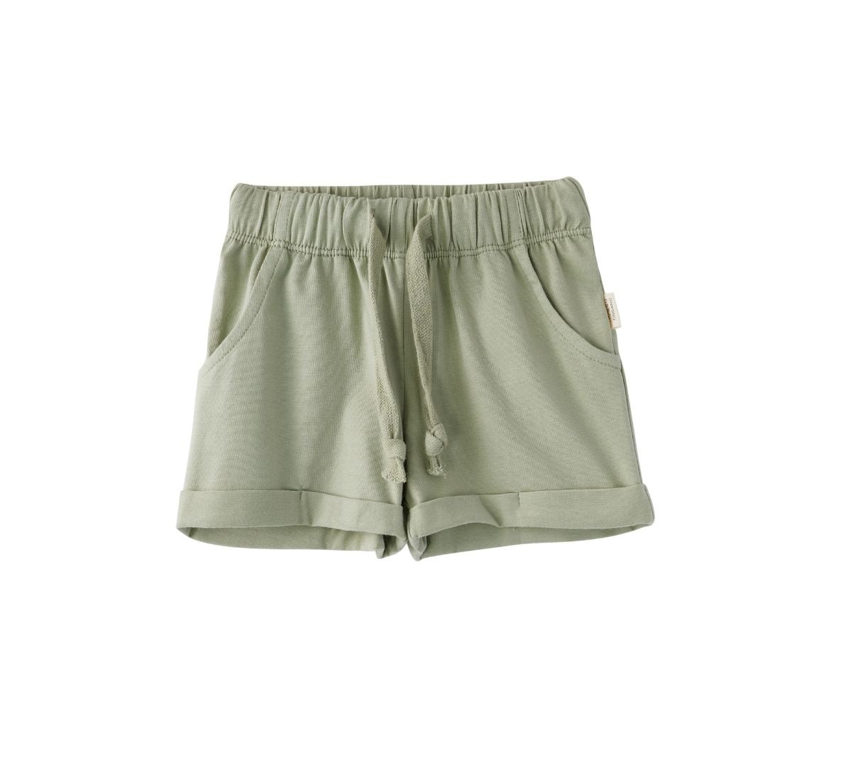 front of Organic Essential Shorts-Grey Green
