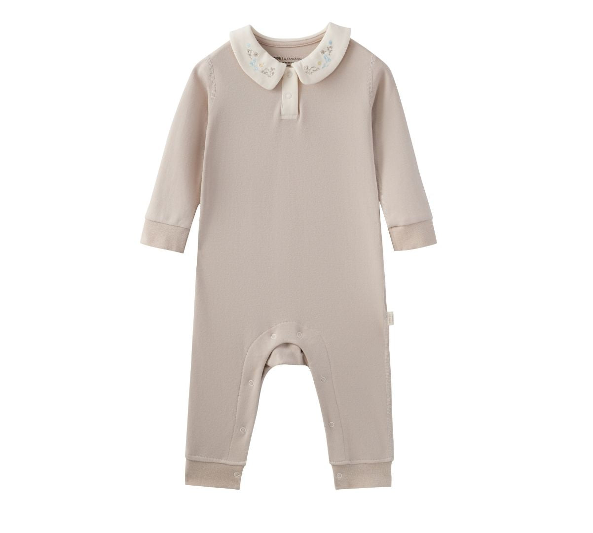 Front of  Baby Organic Cotton Collar Bodysuit-Light Grey
