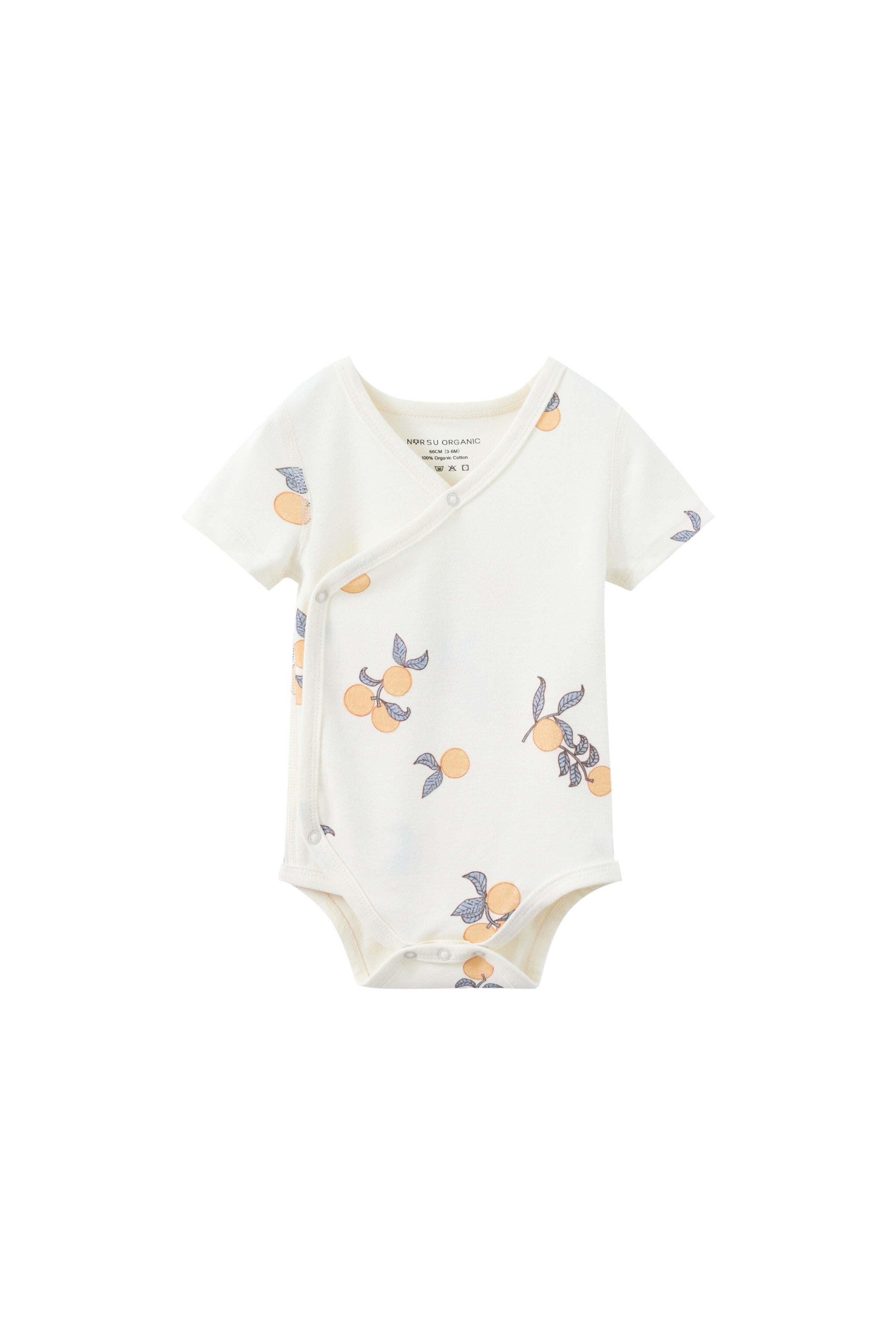 Baby Organic Kimono Short-sleeve Onesie-Clementine| Norsu Organic