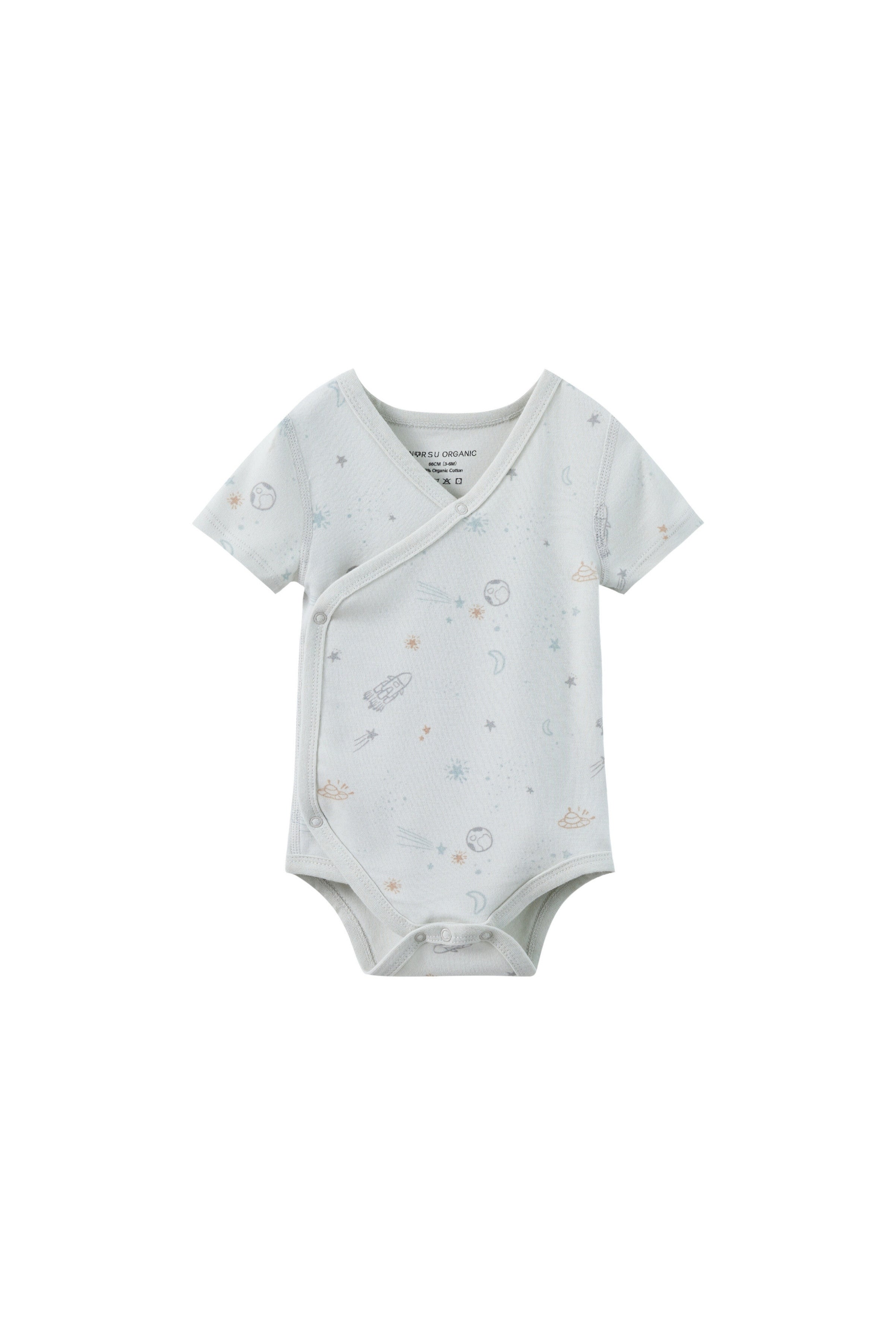 Baby Organic Kimono Short-sleeve Onesie-Space Norsu Organic