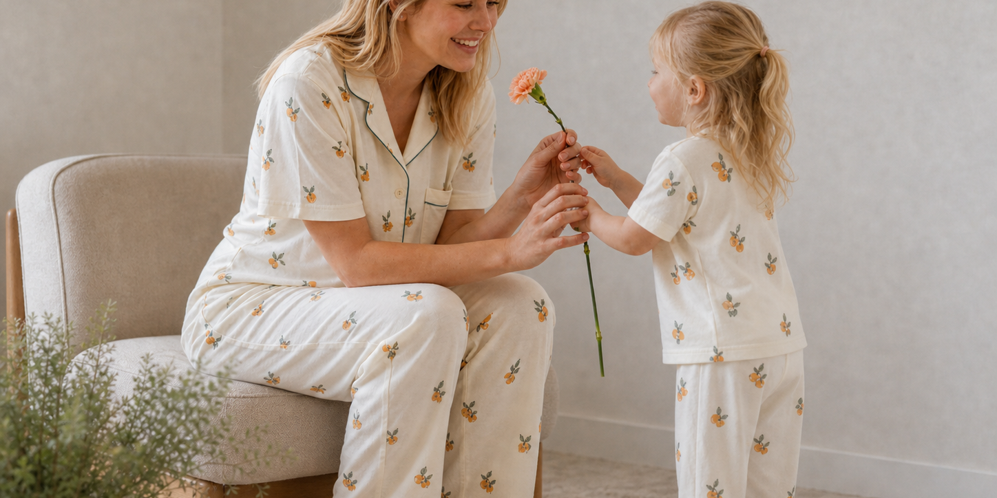 Our mommy&me collection is made with organic material and gives a matching outfit to both you and your little one. Adult size Small to Large. Kids size 12 months to 5T