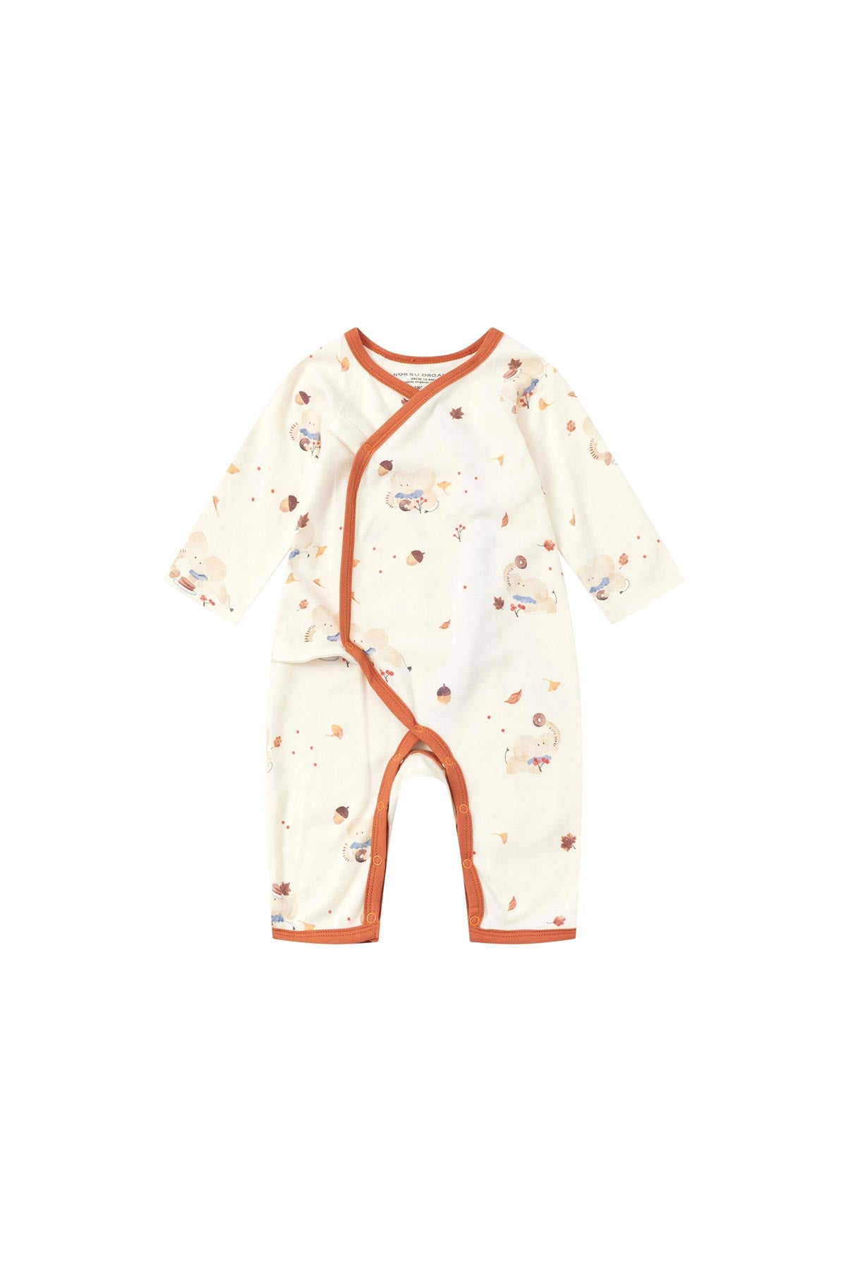 Front of Baby Organic Kimono Sleeper-Maple Leaf