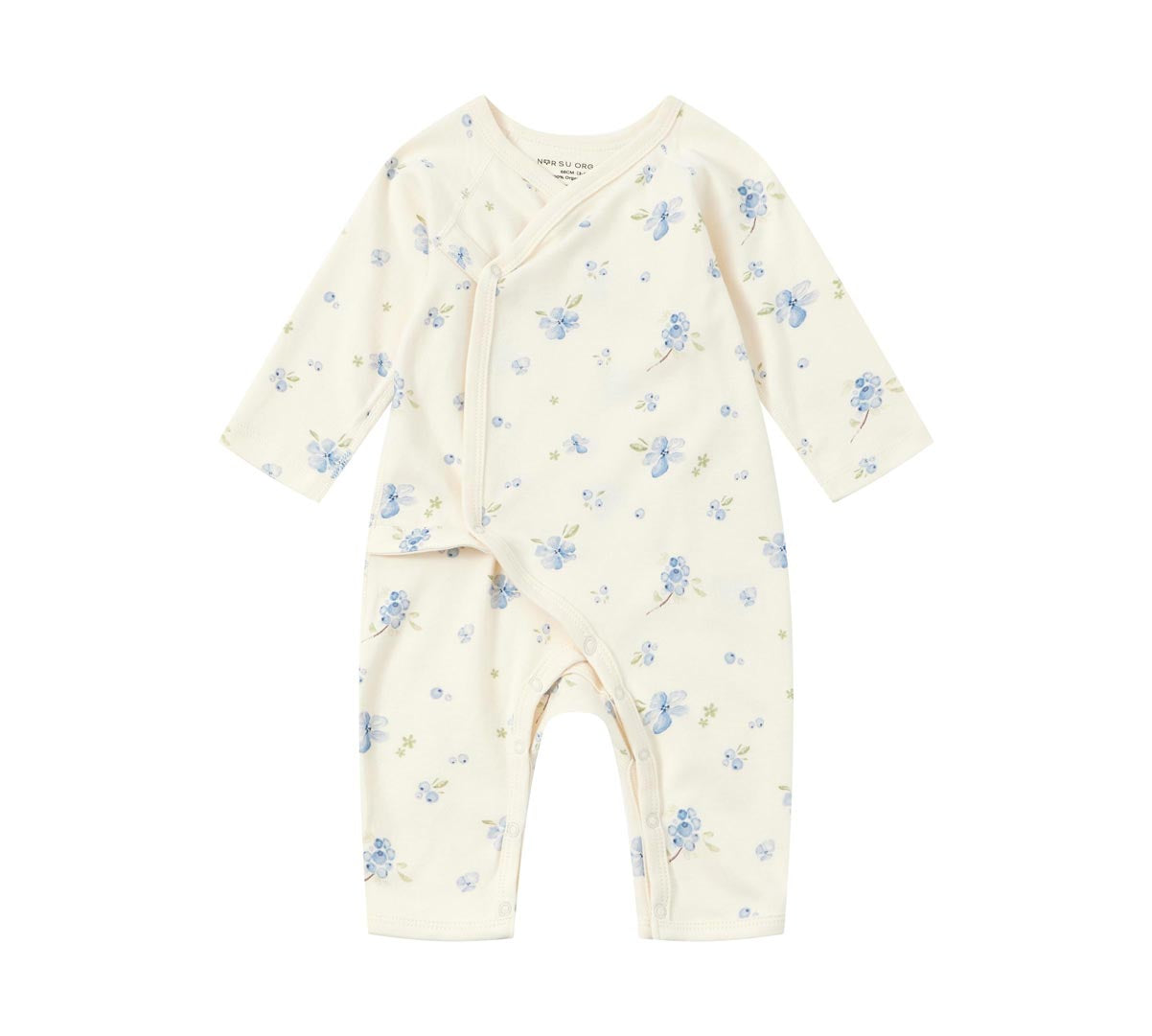 Front of Baby Organic Kimono Sleeper-Blueberry