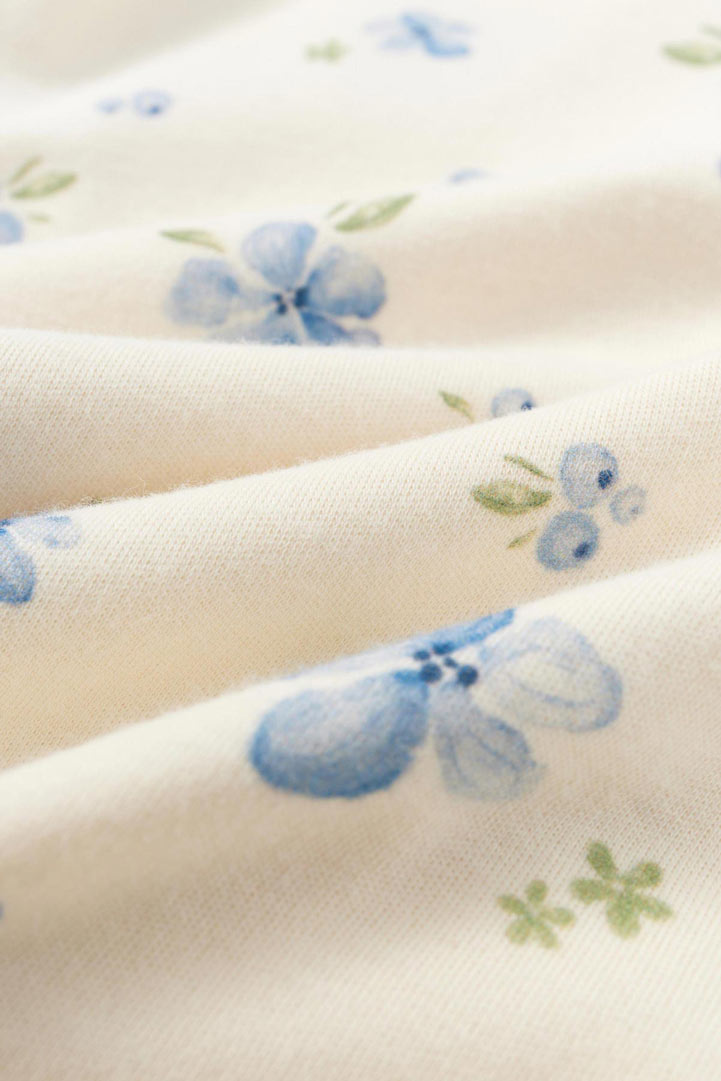 detail of Baby Organic Kimono Sleeper-Blueberry