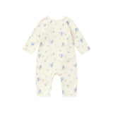 back of Baby Organic Kimono Sleeper-Blueberry