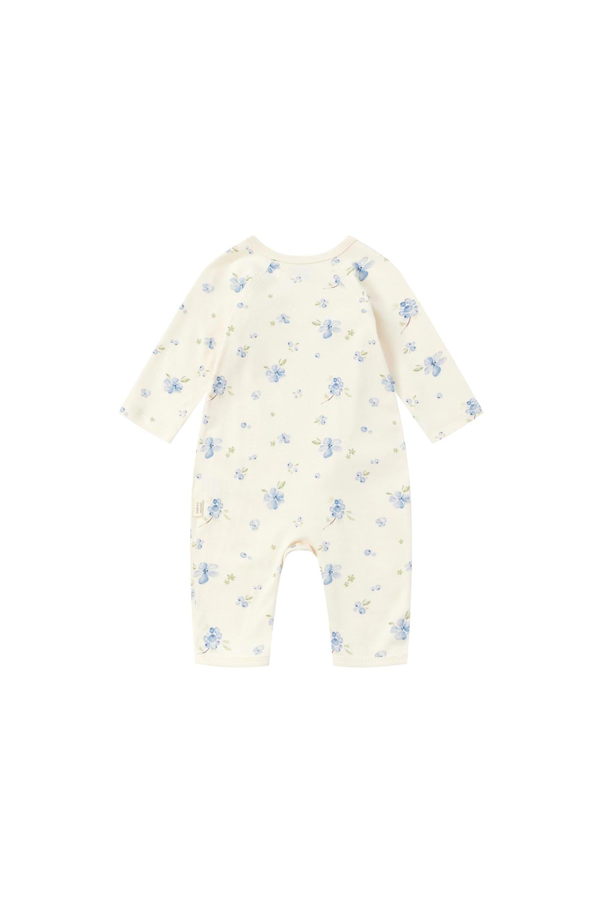 back of Baby Organic Kimono Sleeper-Blueberry