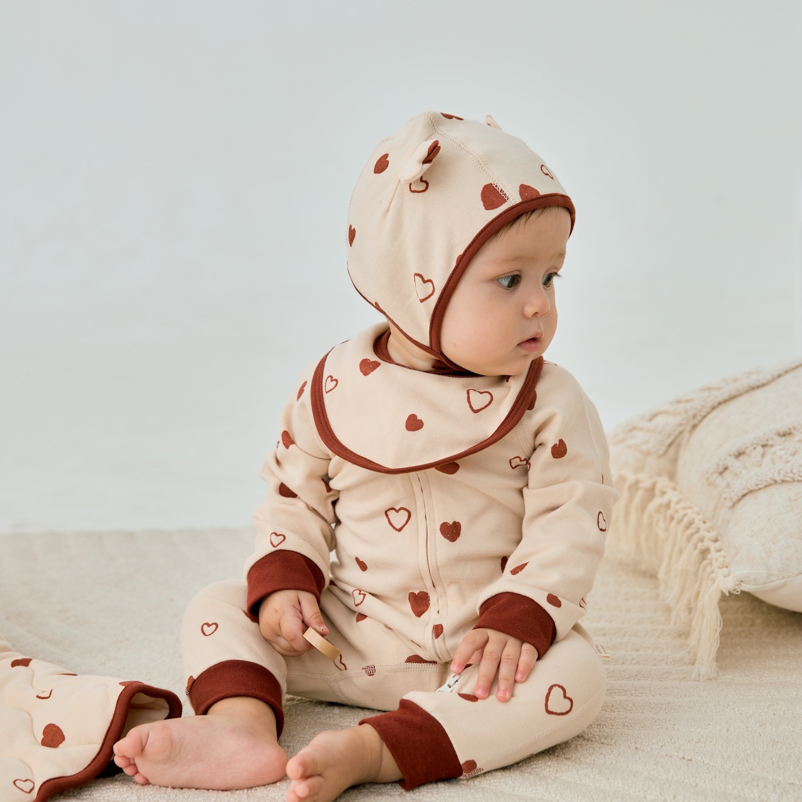 Baby Organic Cotton Zip-up Sleeper-Hearts