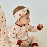 Baby Organic Cotton Zip-up Sleeper-Hearts and head bow