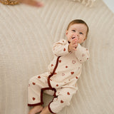 Baby Organic Kimono Sleeper-Hearts