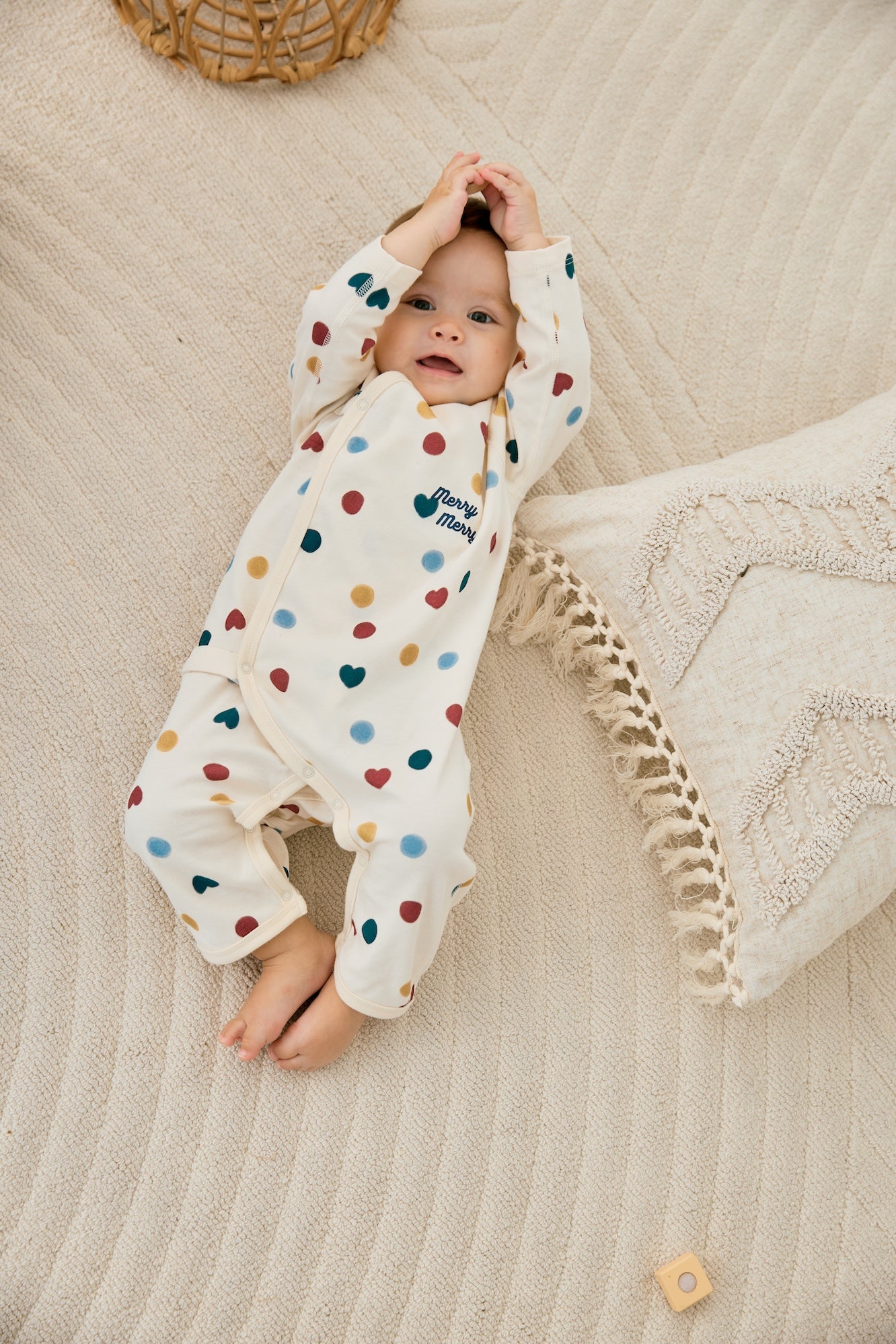 Baby Organic Kimono Sleeper-Merry dot