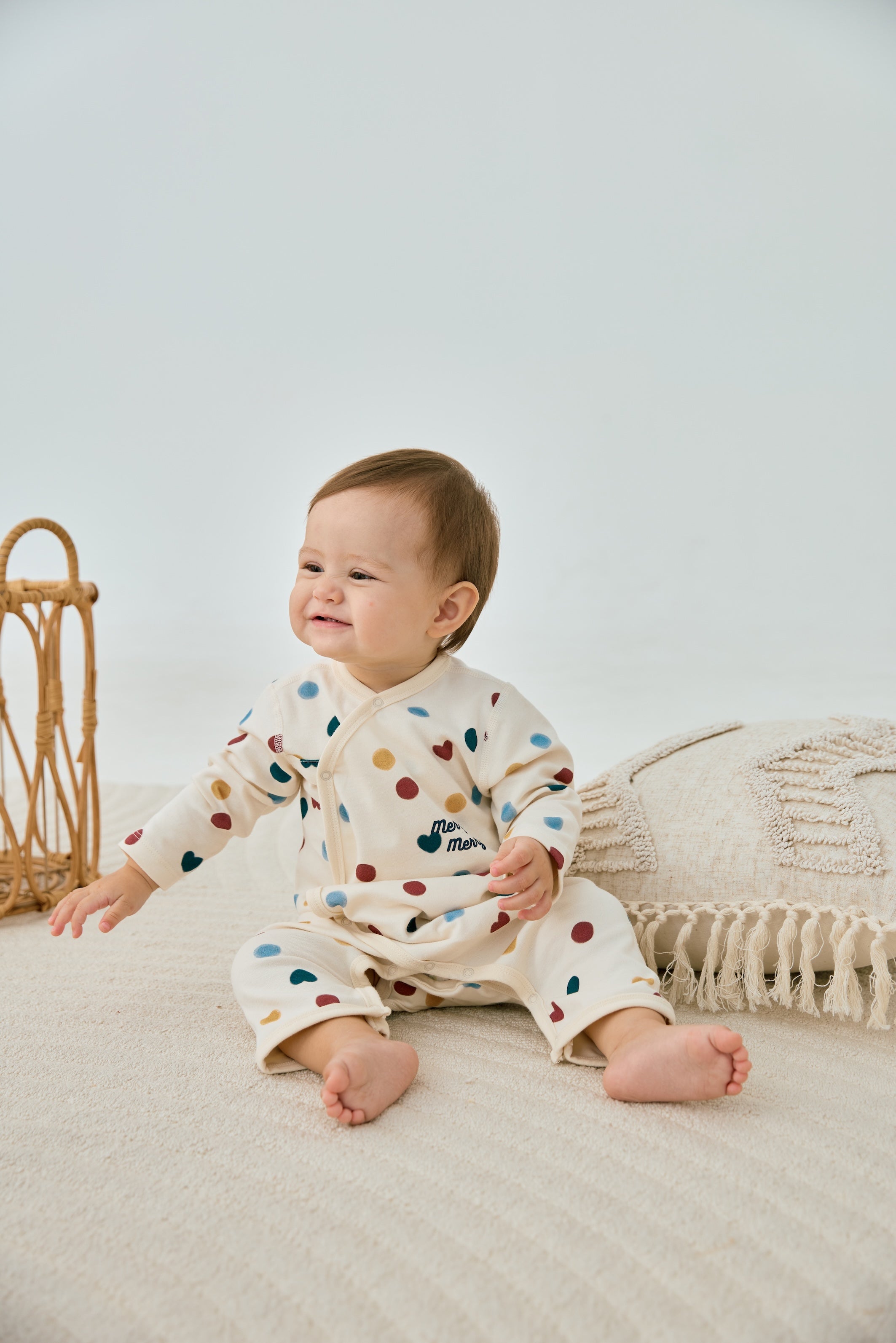 Baby Organic Kimono Sleeper-Merry dot