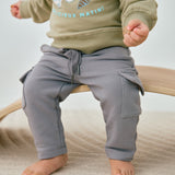 close look Organic Toddler Cargo Fleece Sweatpants-Grey