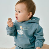 closer look of Toddler Organic Hooded Sweatshirt-Travel duck