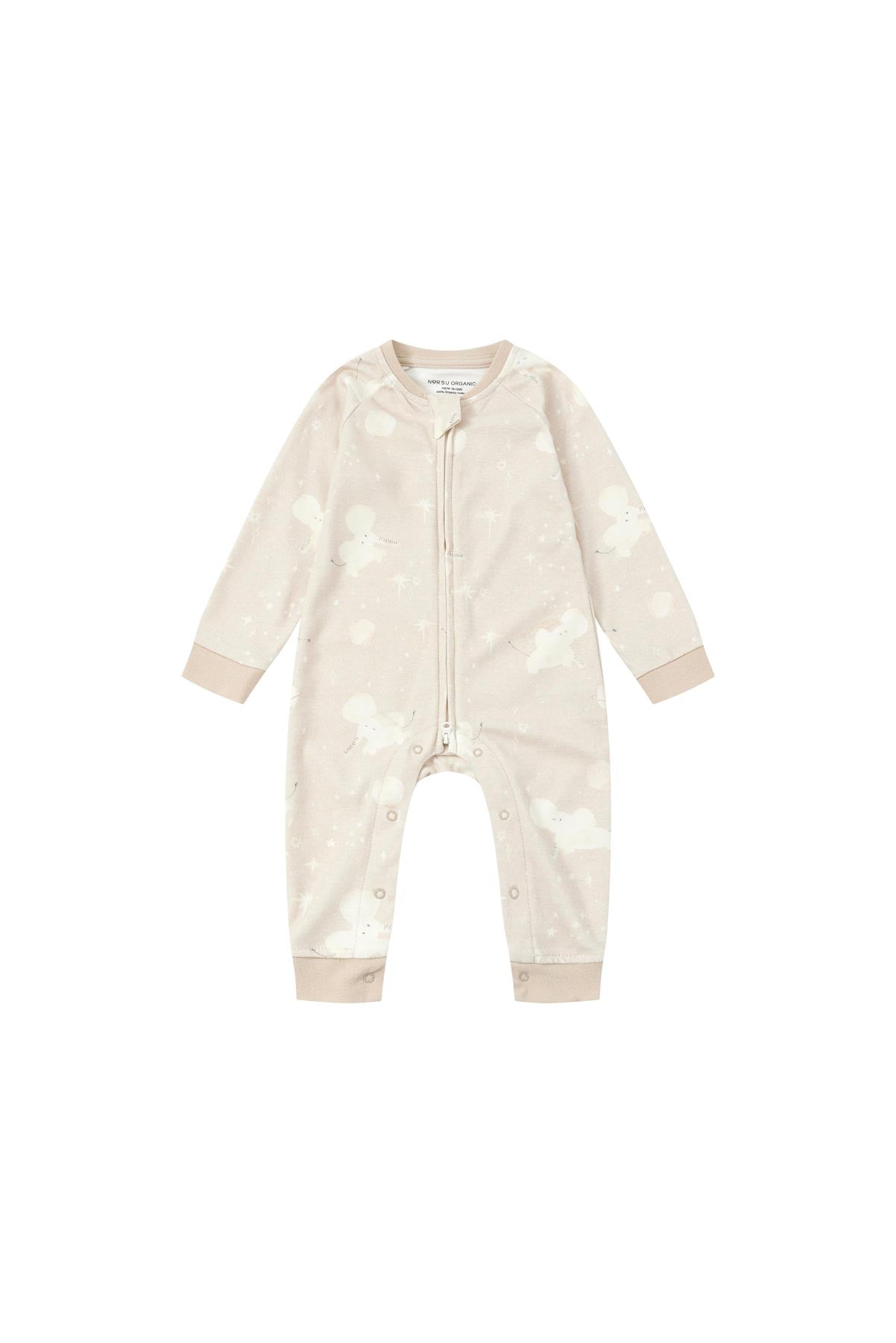 Front of Baby Organic Cotton Zip-up Sleeper-Stary