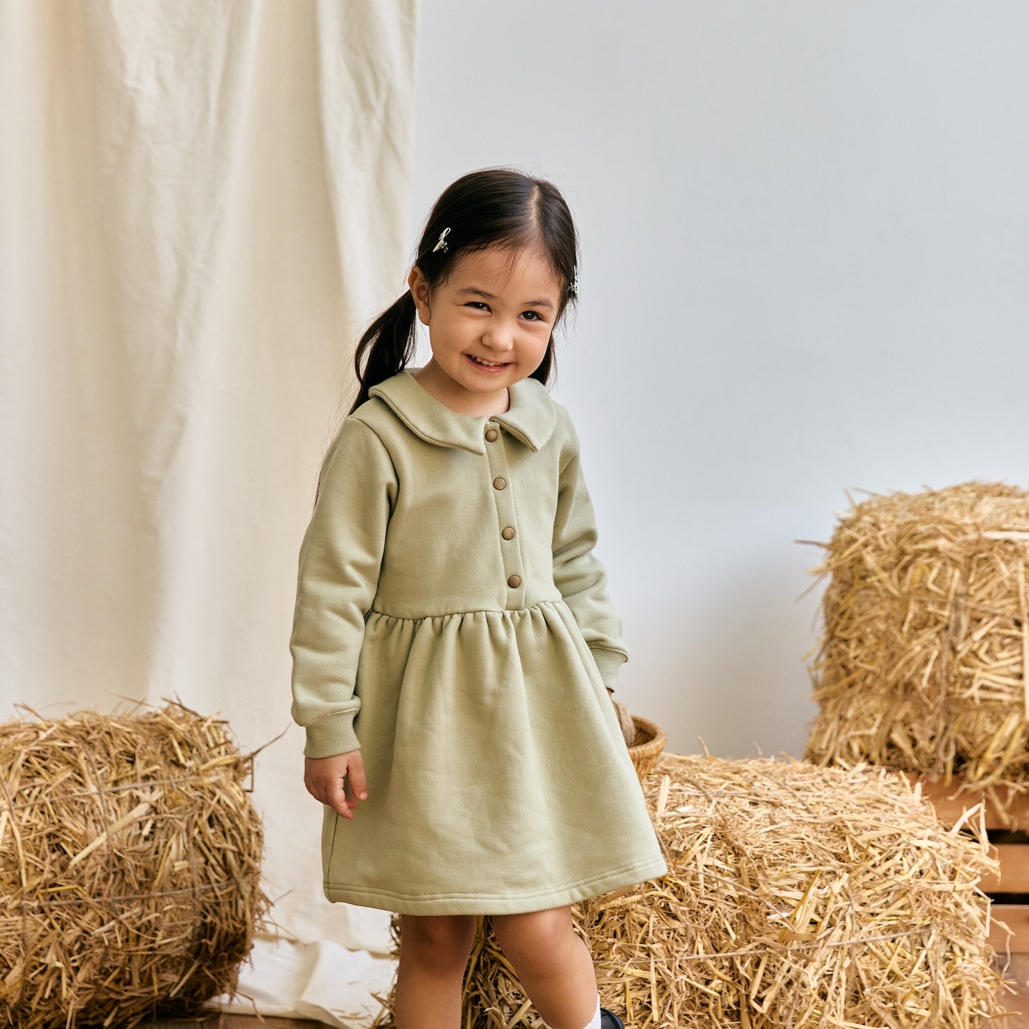 Fleece Organic Cotton Polo Dress-Holiday Joy