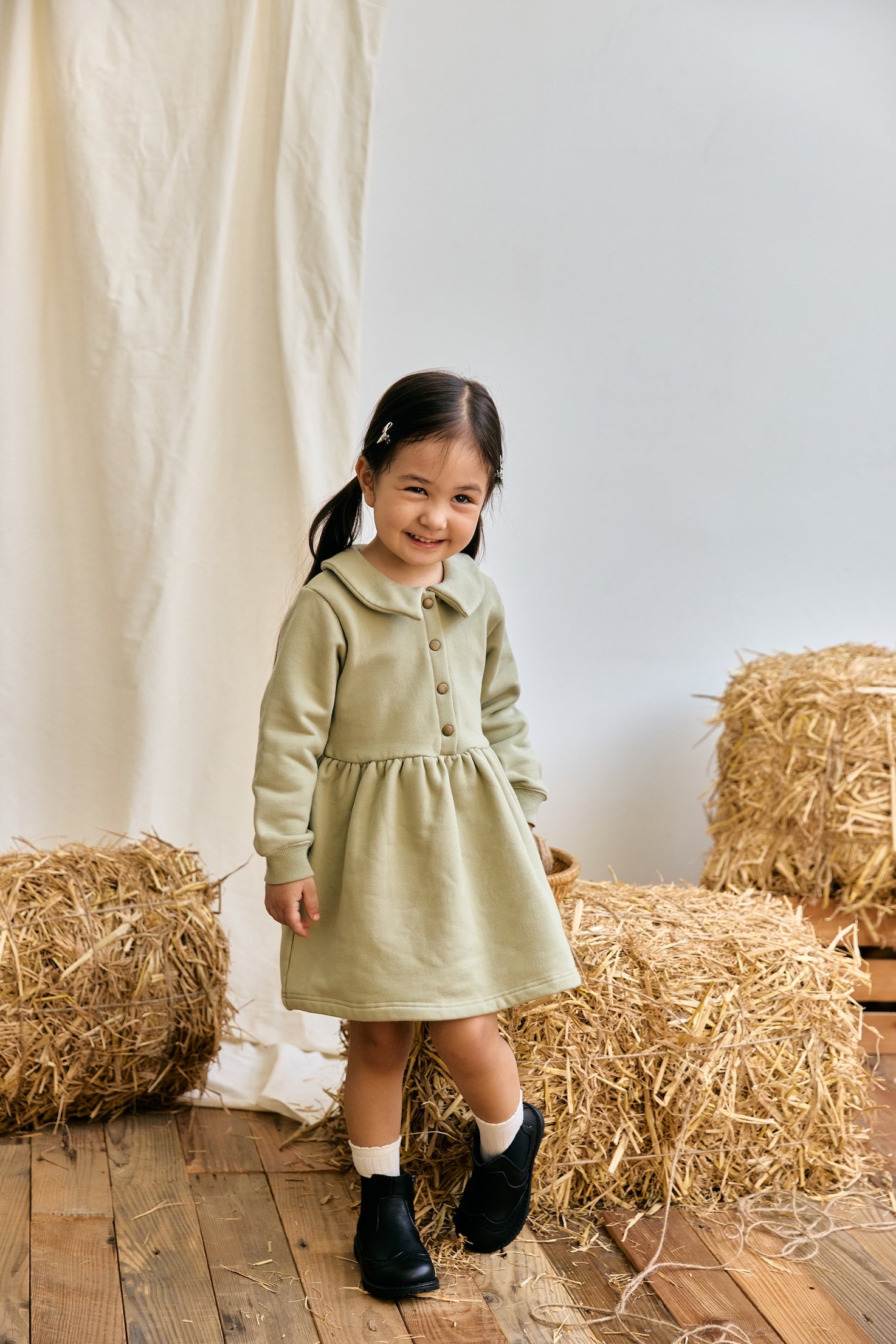 Fleece Organic Cotton Polo Dress-Holiday Joy