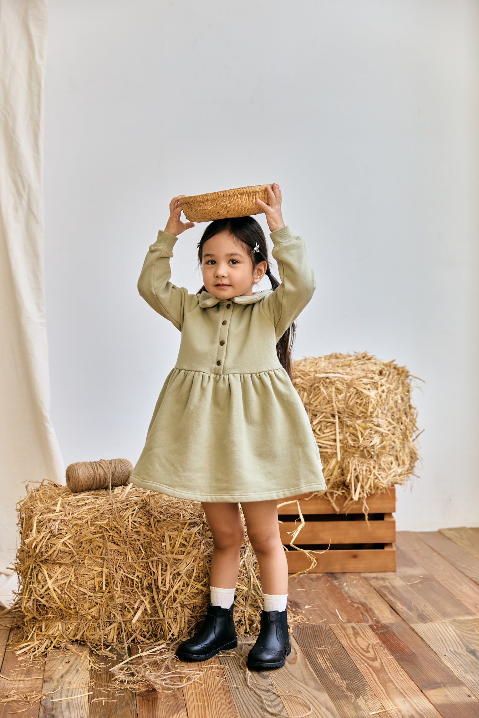 Fleece Organic Cotton Polo Dress-Holiday Joy