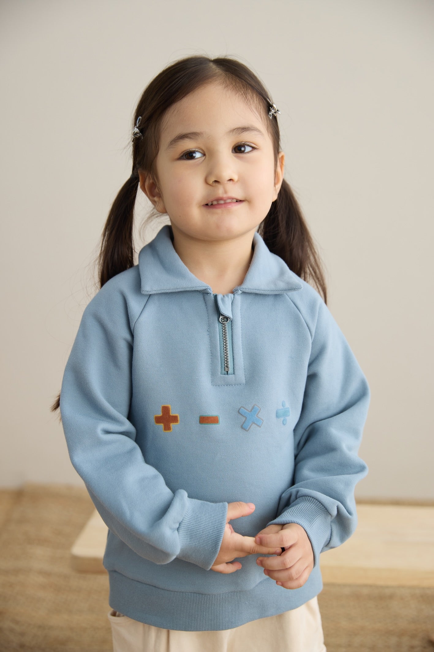 closer look of Toddler Organic Fleece Zip-up Sweatshirt-Symbols