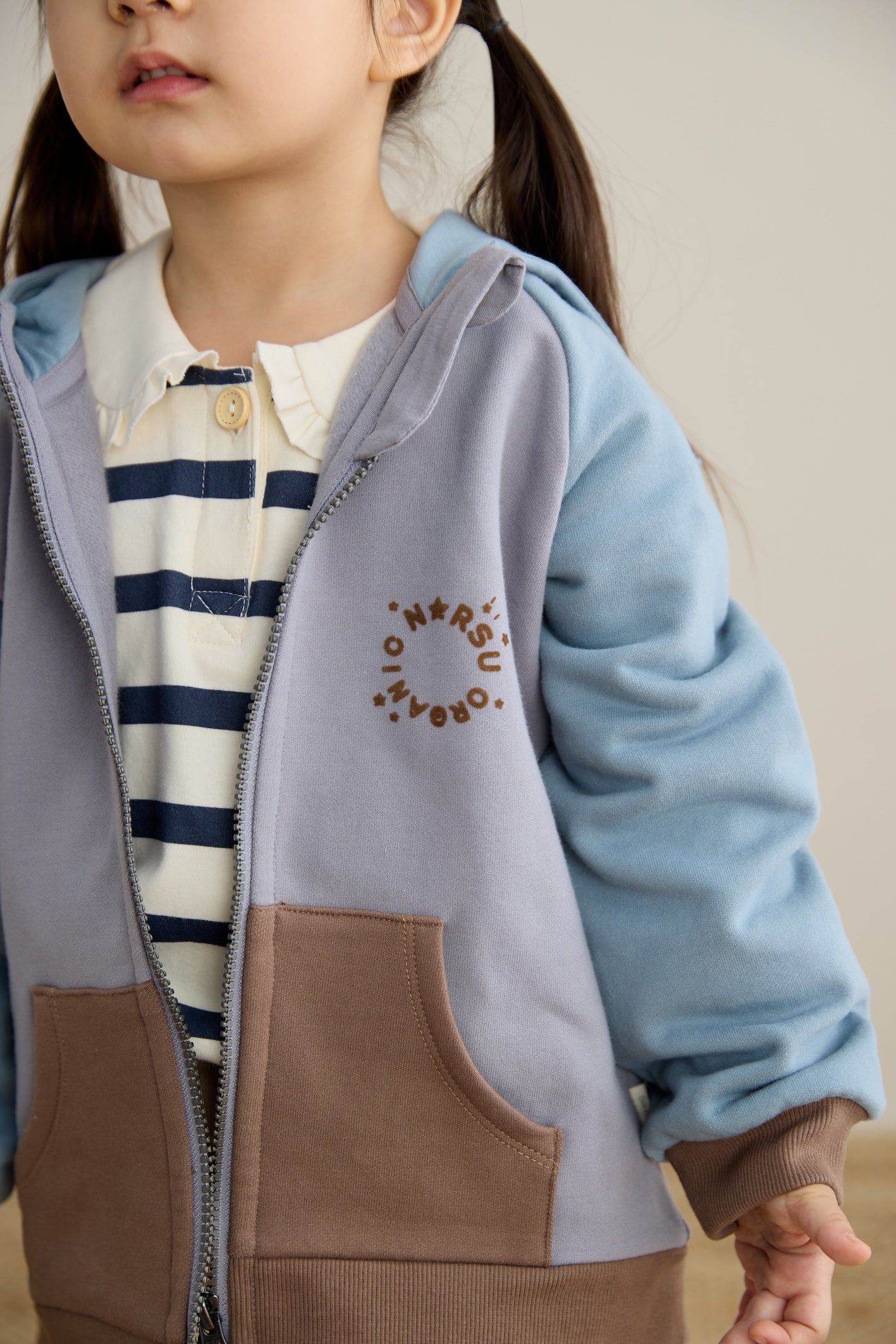 closer look of Toddler Organic Fleece Hooded Jacket-Mixed