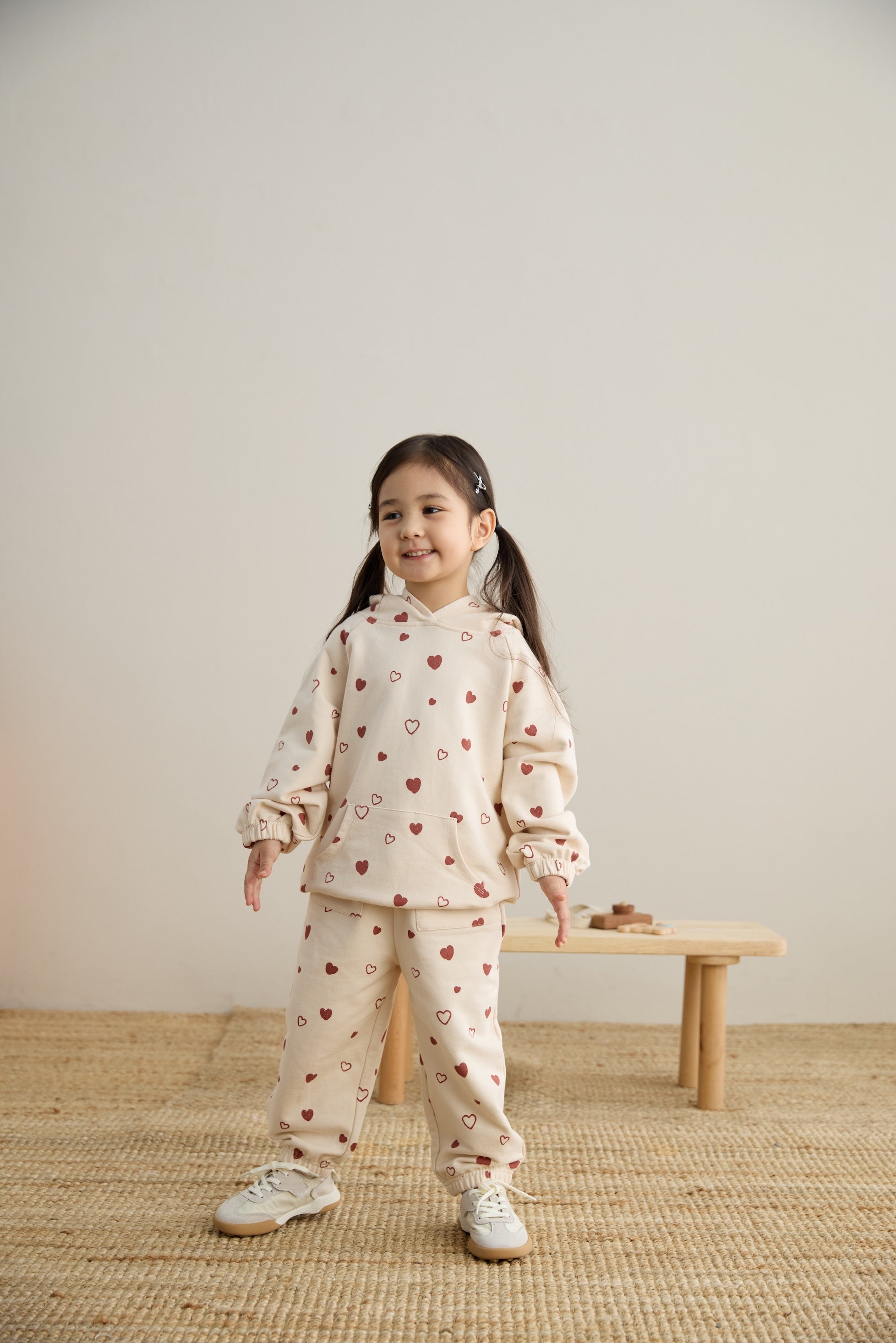 Organic Toddler Fleece Sweatpant-Hearts