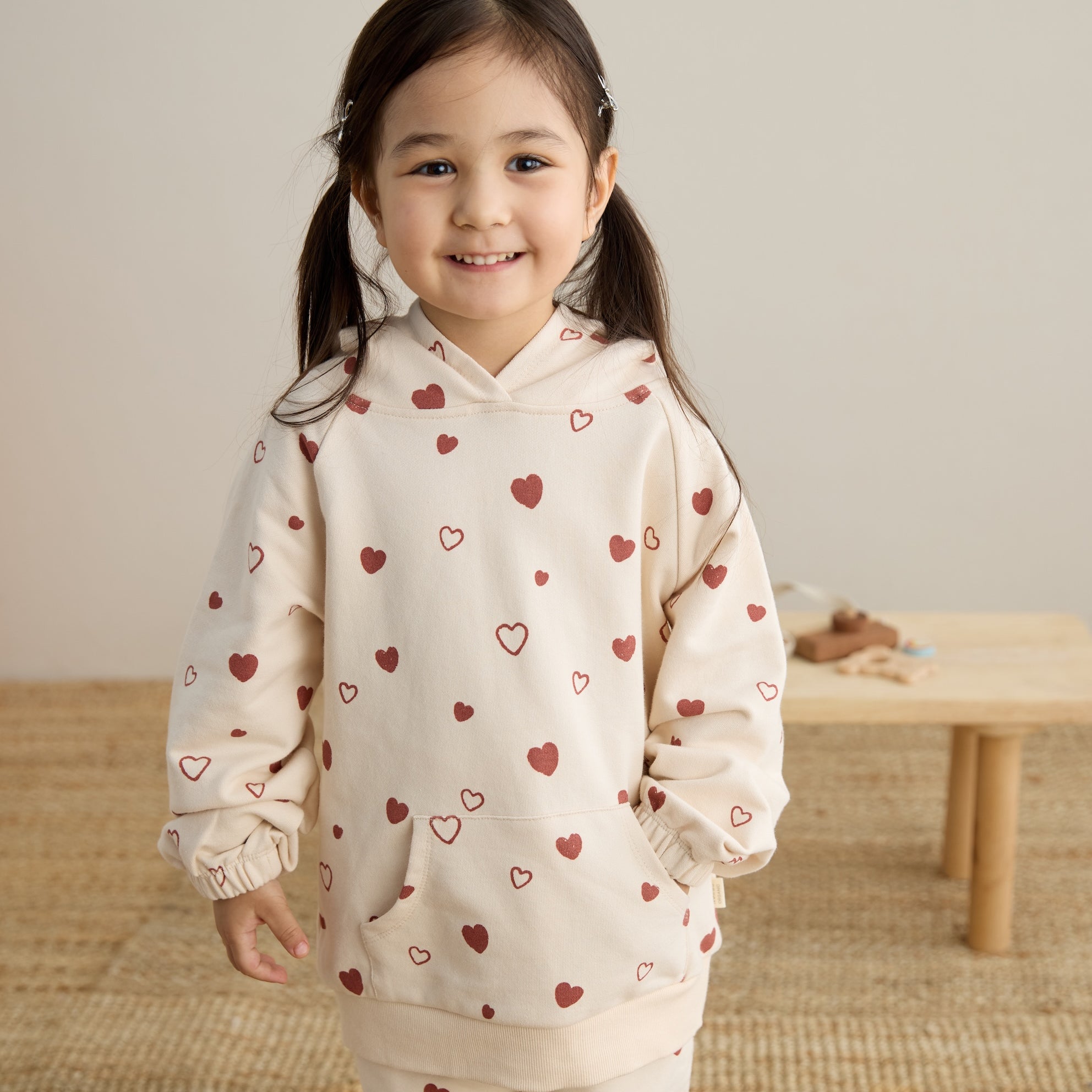 closer look Toddler Organic Hooded Sweatshirt-Hearts