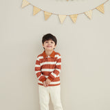 full outfit of Toldder Organic Polo Shirt-Rust/Cream