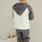back model wearing Organic Fleece Sweatpants-Dark Gray