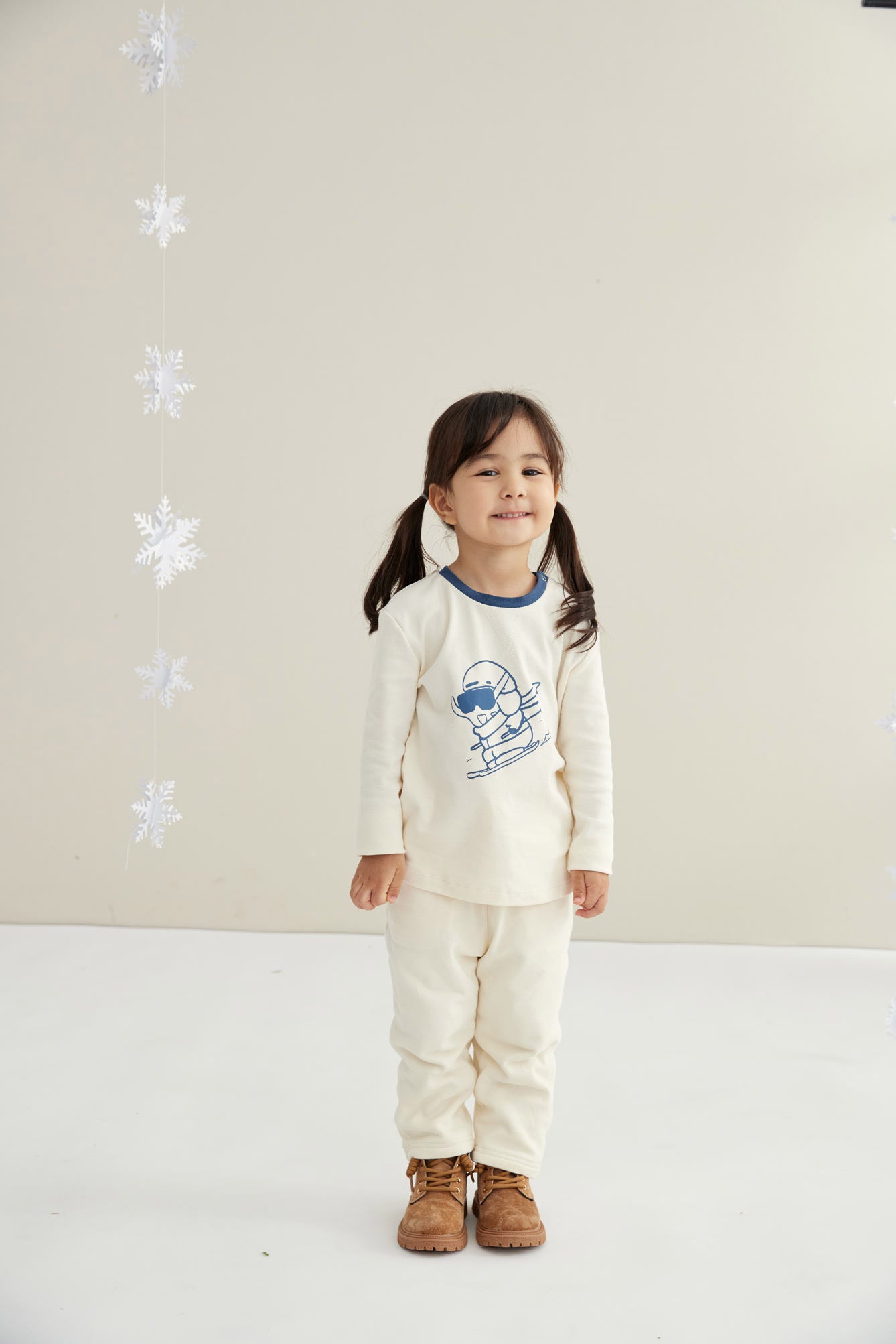 Toddler Organic Long Sleeve Tee Shirt-Ski with pairing pants