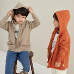 model wearing Toddler Organic Fleece Hooded Jacket-Winter Twig