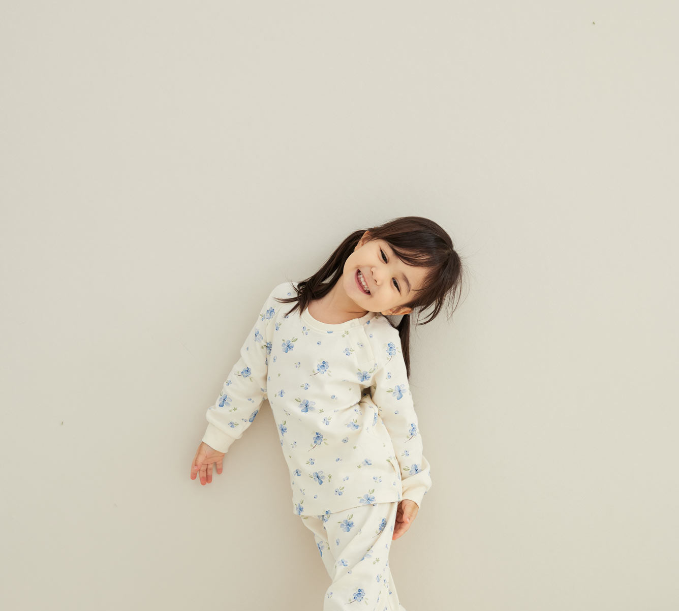 baby wearing Organic Toddler Pajama Set-Blueberry