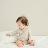 model wearing Baby Organic Kimono Long-sleeve Onesie-Stary