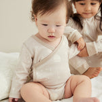 cloeser look of Baby Organic Kimono Long-sleeve Onesie-Stary