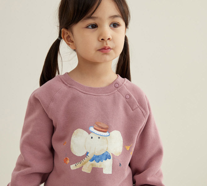 closer look of Toddler Organic Fleece Sweatshirt-Ash Rose