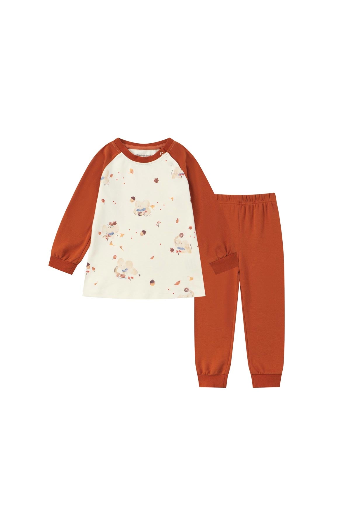 Front of Organic Toddler Pajama Set-Maple leaf