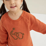 closer look of Toddler Organic Fleece Sweatshirt-Rust