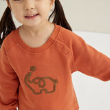 closer look of Toddler Organic Fleece Sweatshirt-Rust