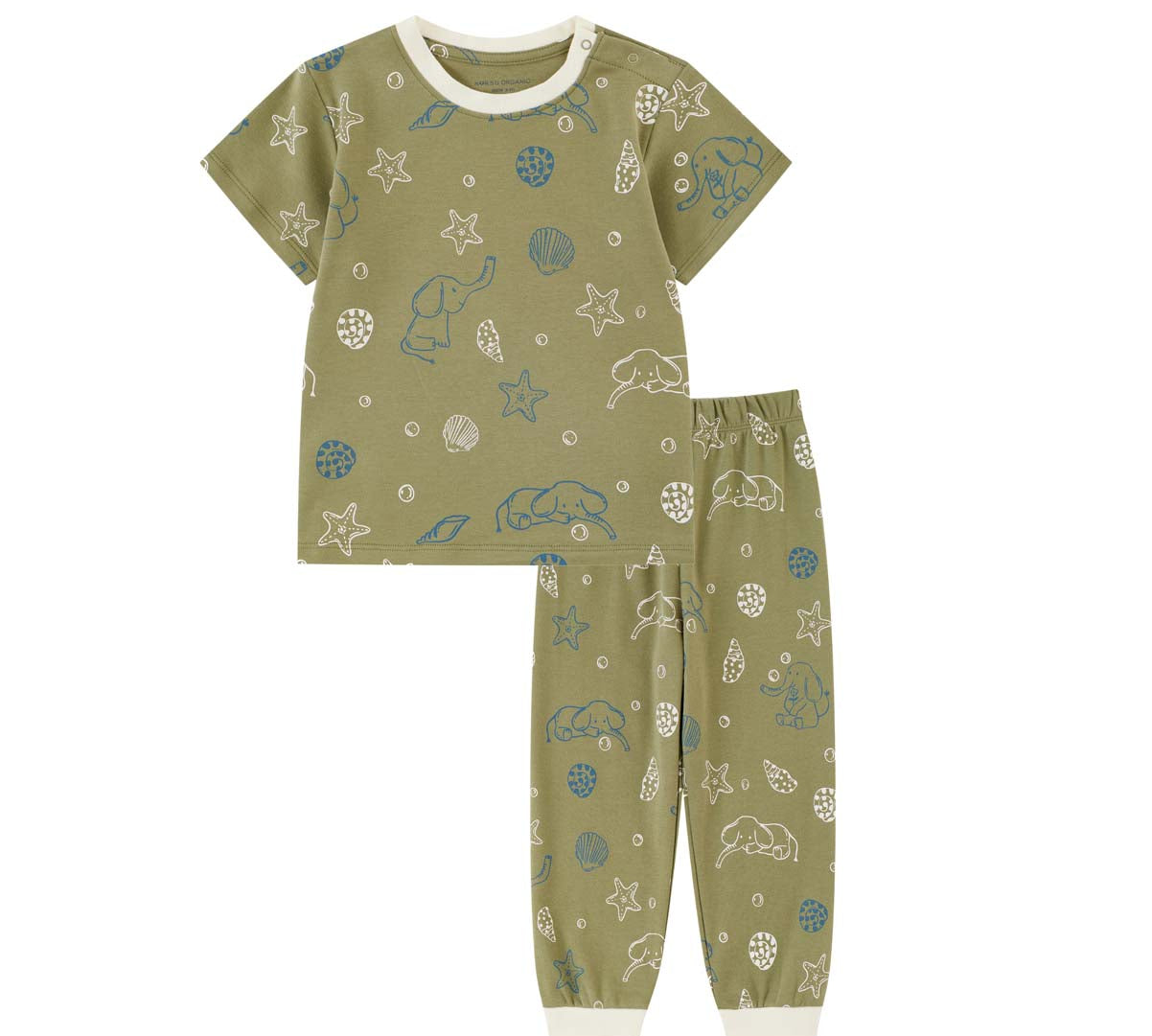 Front of Organic Toddler Pajama Sets-Marsh Green