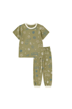 Front of Organic Toddler Pajama Sets-Marsh Green
