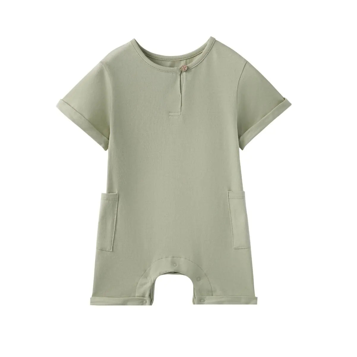 front of Baby Organic Cotton Romper-Grey Green