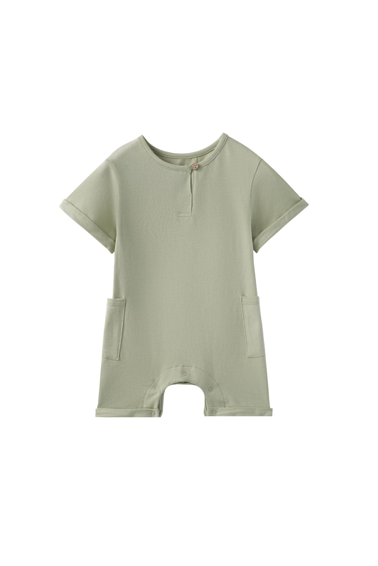 front of Baby Organic Cotton Romper-Grey Green
