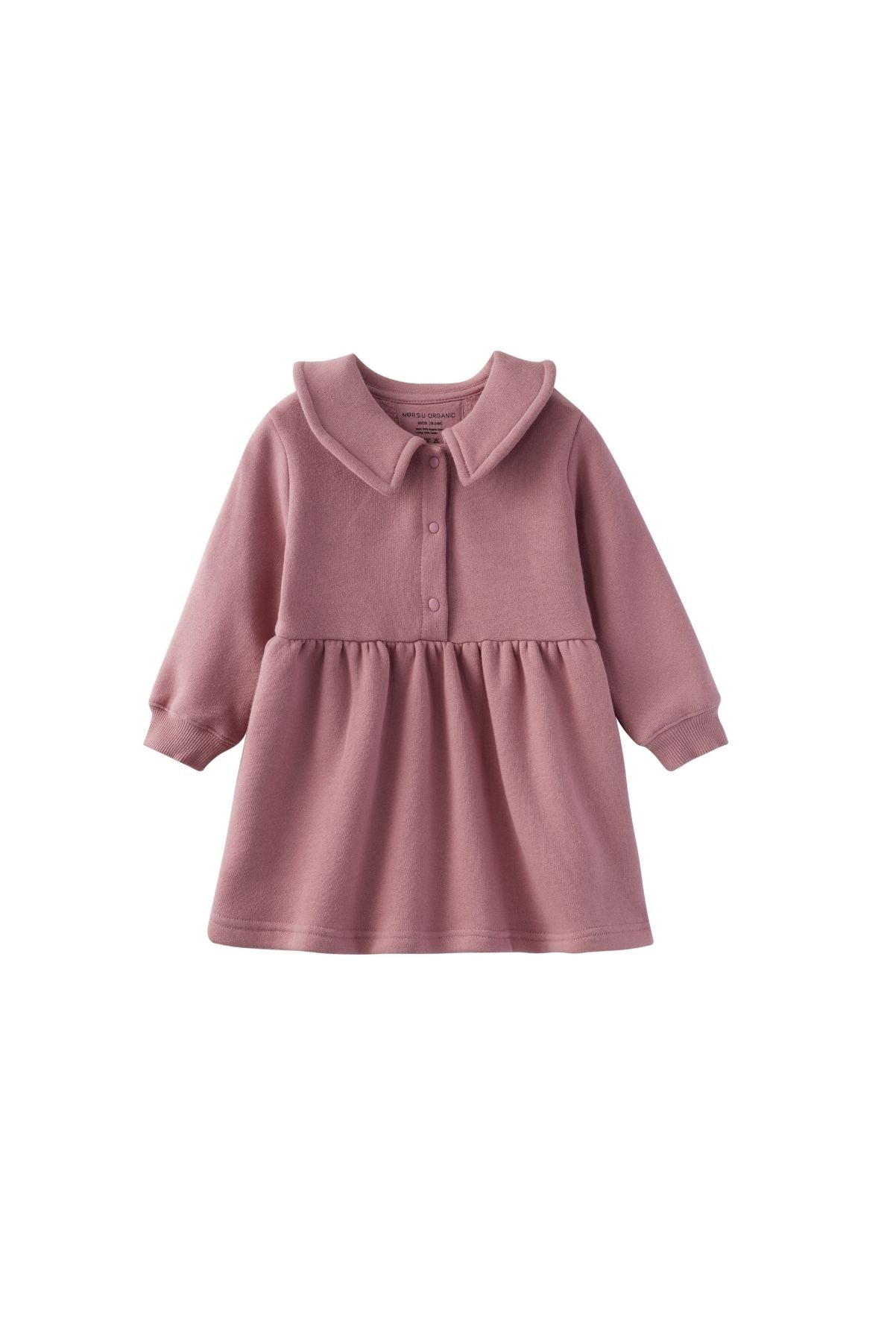 Toddler Fleece Collar Sweatshirt Dress-Ash Rose NORSU-ORGANIC