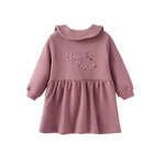 Toddler Fleece Collar Sweatshirt Dress-Ash Rose NORSU-ORGANIC