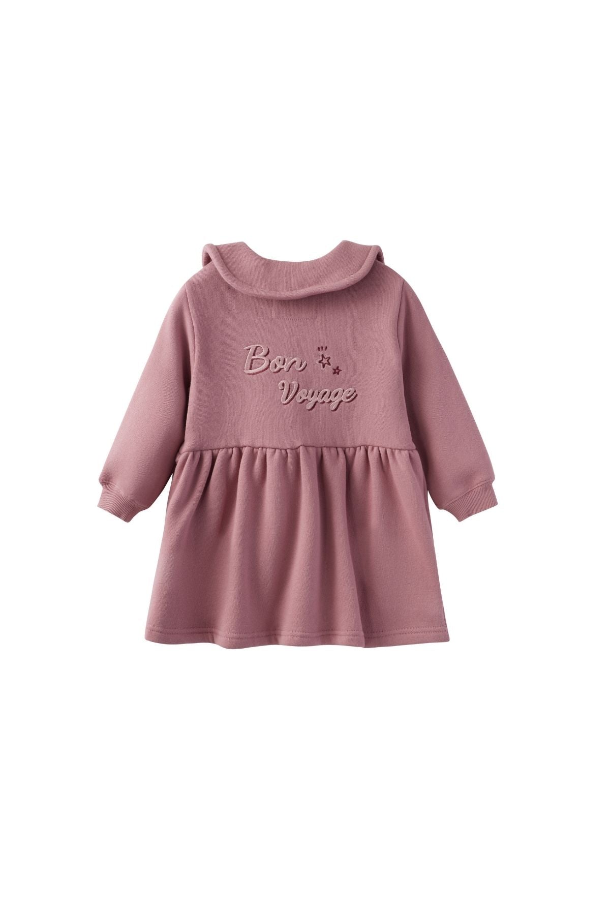 Toddler Fleece Collar Sweatshirt Dress-Ash Rose NORSU-ORGANIC