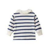 back of Collar Long-sleeve shirt-Navy Stripe