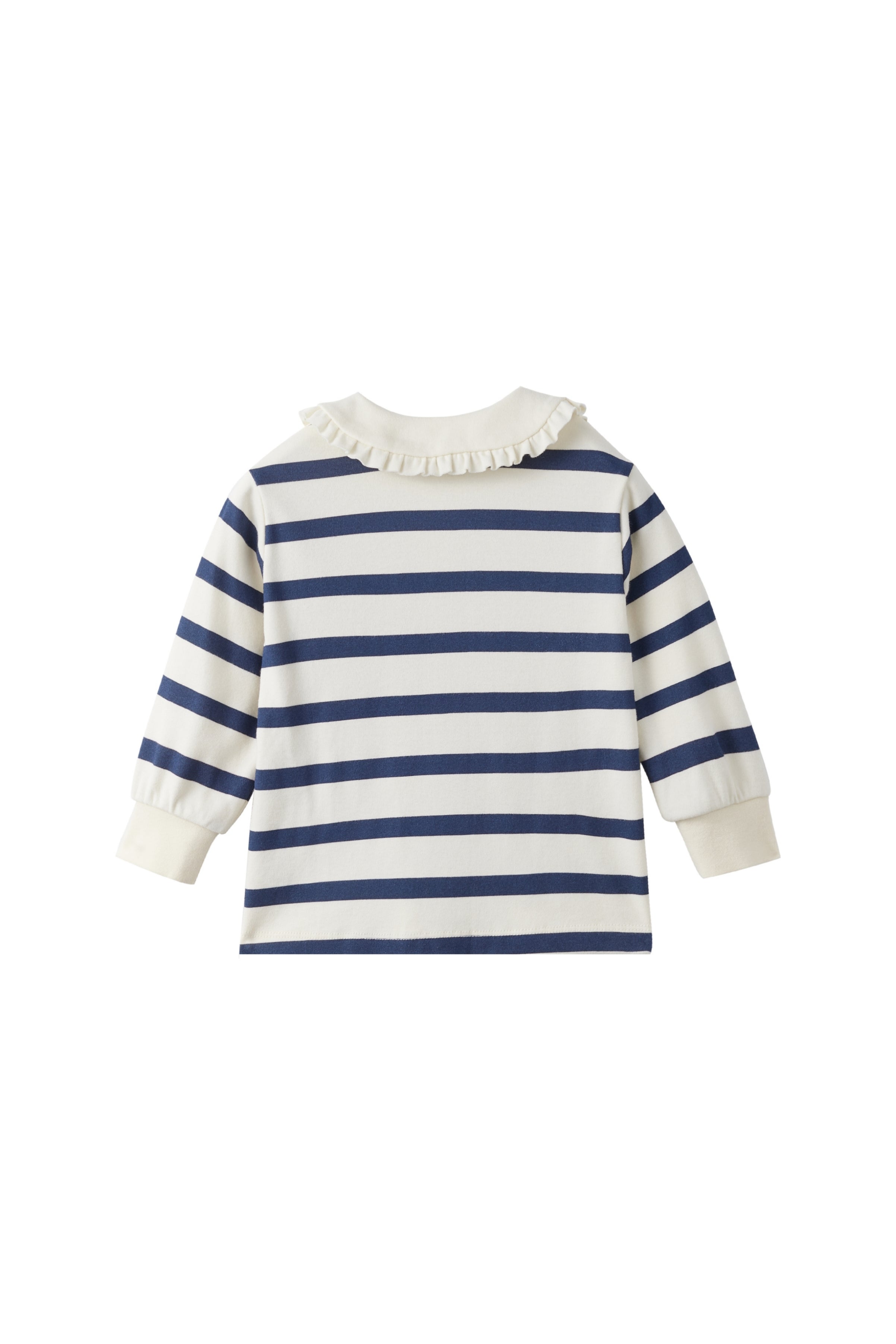 back of Collar Long-sleeve shirt-Navy Stripe