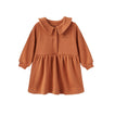 front of Toddler Fleece Collar Sweatshirt Dress-Rust