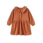 front of Toddler Fleece Collar Sweatshirt Dress-Rust