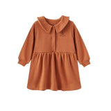 front of Toddler Fleece Collar Sweatshirt Dress-Rust