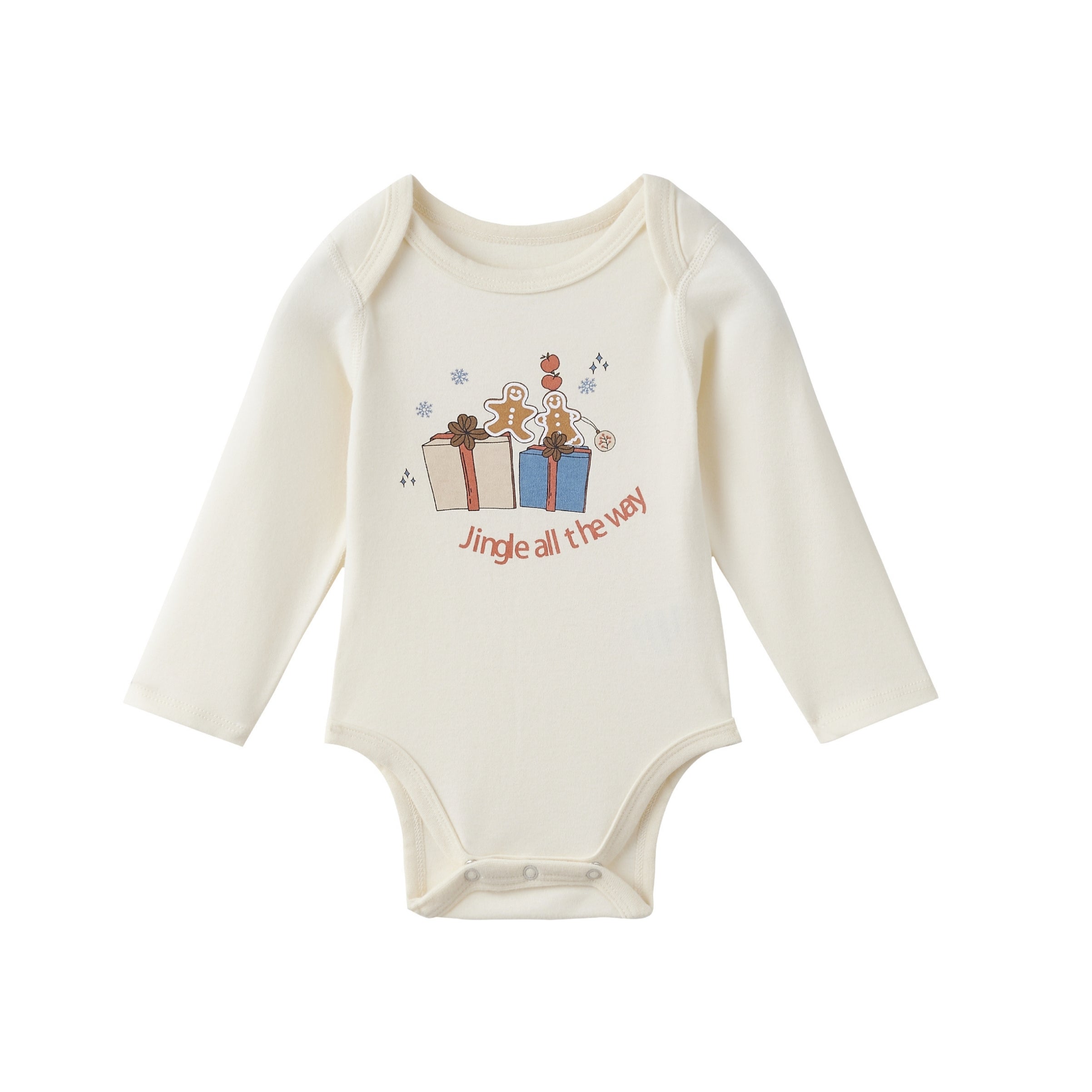 front of Baby Organic Long-sleeve Onesie-Holiday Joy