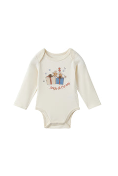 front of Baby Organic Long-sleeve Onesie-Holiday Joy